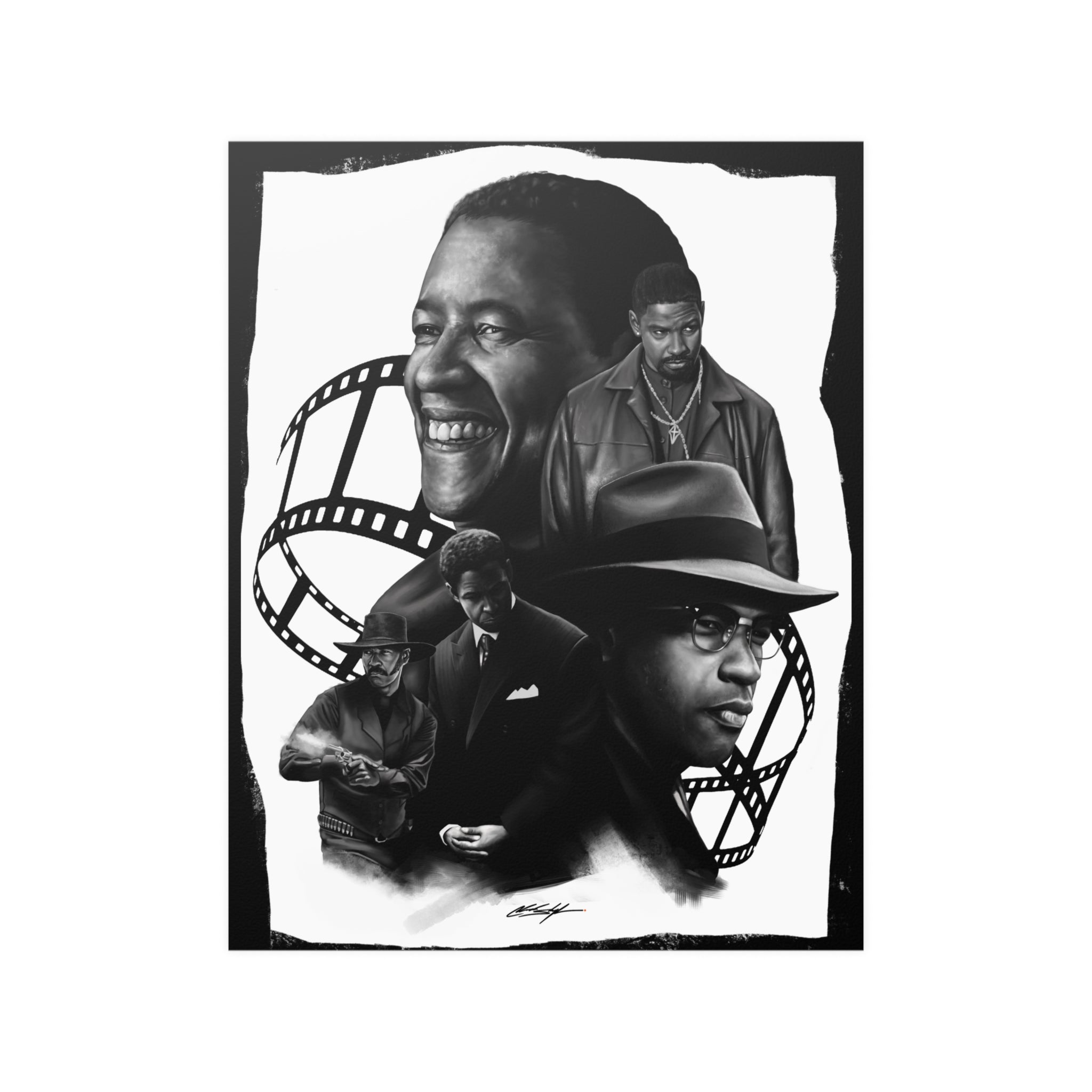 Denzel Washington Film Tribute Art Print | Classic Cinema Wall Art