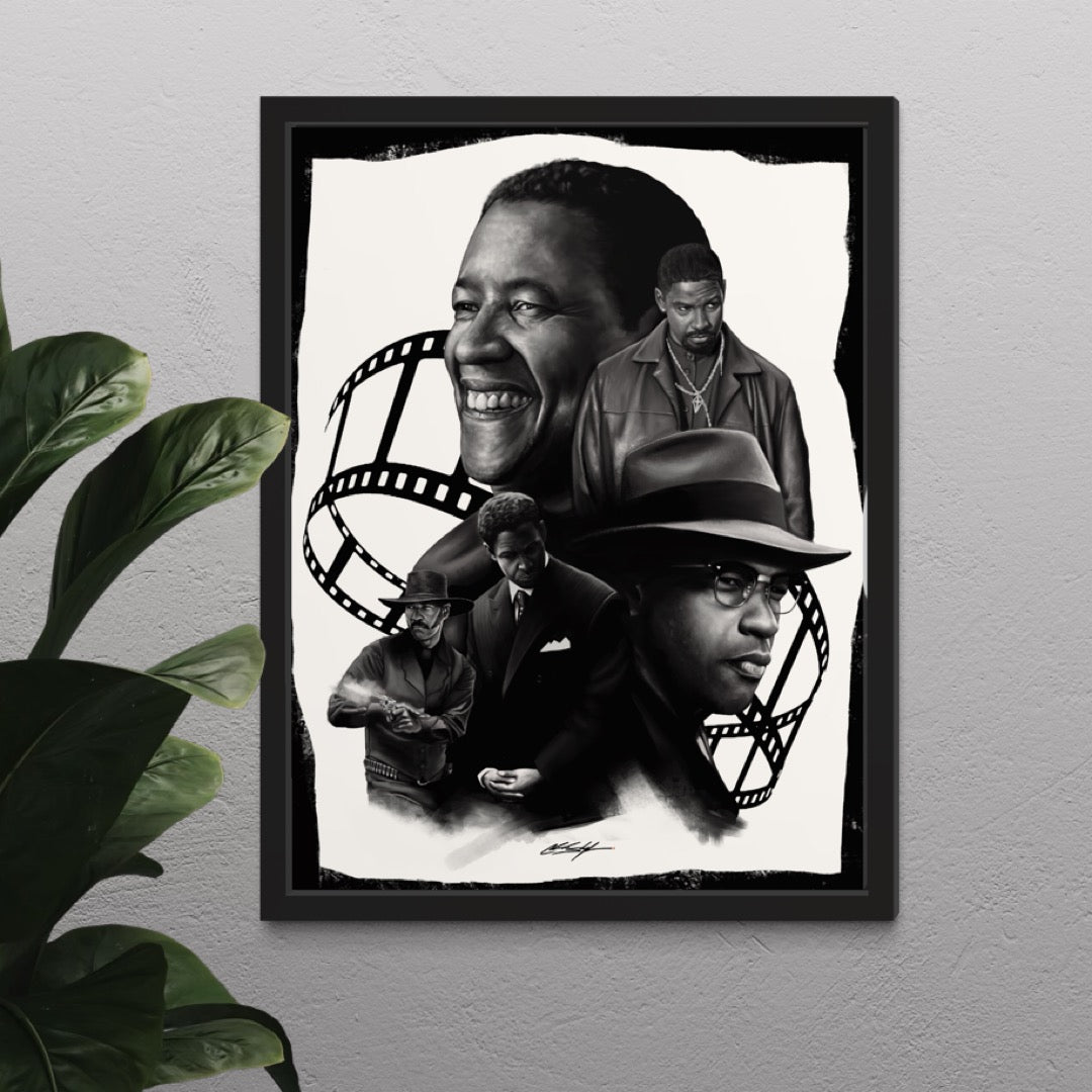 Denzel Washington Film Tribute Art Print | Classic Cinema Wall Art