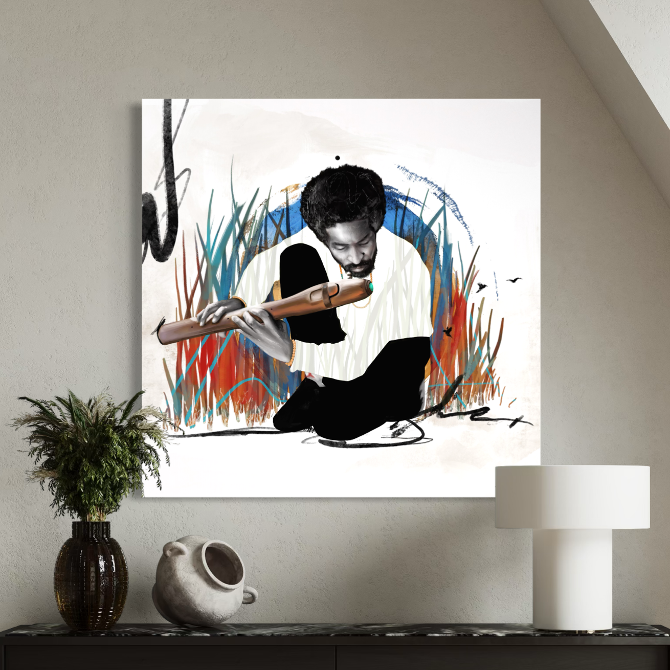 Andre 3000 Abstract Flute | Contemporary Wall Art