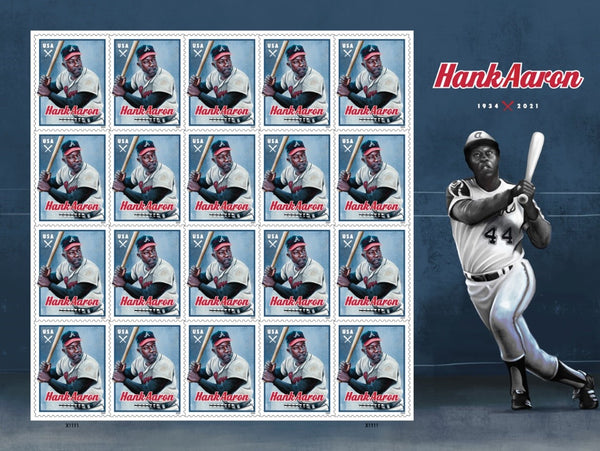 USPS Unveils Henry “Hank” Aaron Stamp On 50th Anniversary of Eclipsing Homerun Record Stamp by Chuck Styles