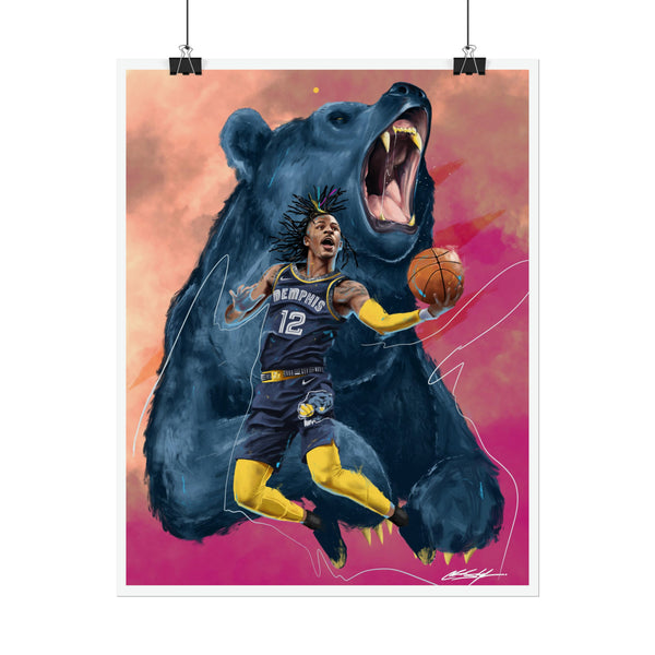 Ja Morant and Bear Poster