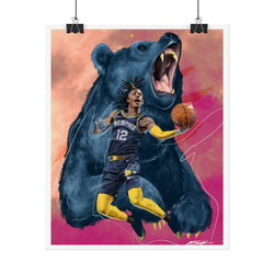 Ja Morant and Bear Poster