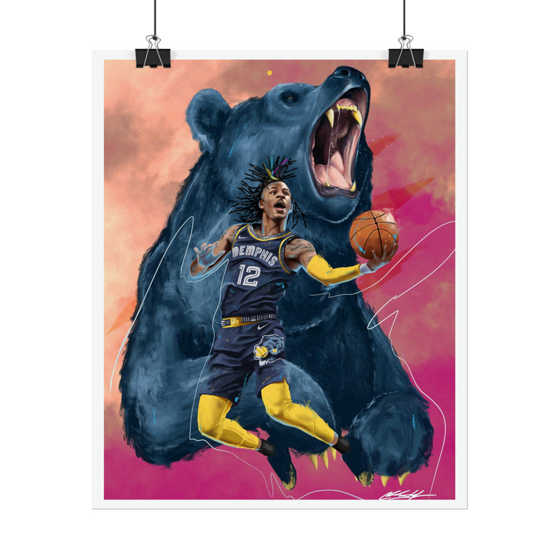 Ja Morant and Bear Poster